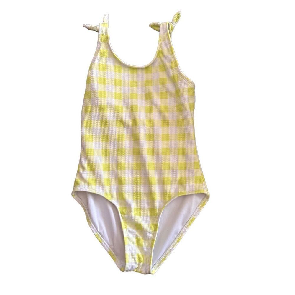 Cat & Jack Girls One Piece Lime Green Plaid Swimsuit